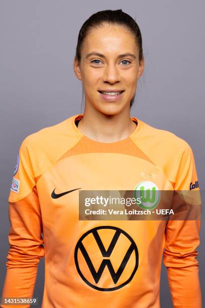 Julia Kassen of Wolfsburg poses for a photo during the VfL Wolfsburg UEFA Women's Champions League Portrait session at AOK-Stadion on September 27,...