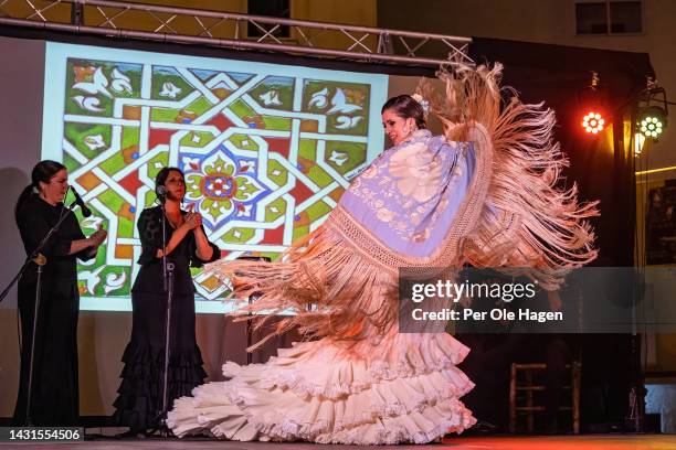 The winner in the dance competition Tatiana Cuevas Calzado performs on stage at the 9th "Ventana Abierta" Flamenco Competition for young dancers and...