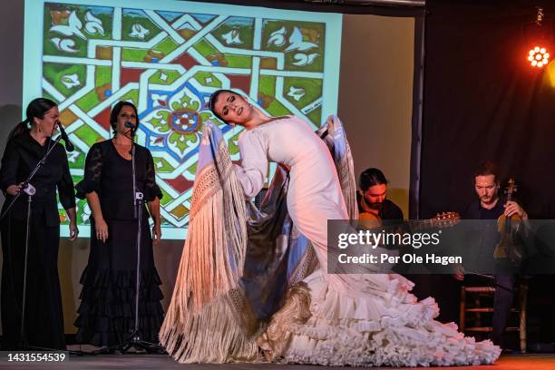 The winner in the dance competition Tatiana Cuevas Calzado performs on stage at the 9th "Ventana Abierta" Flamenco Competition for young dancers and...