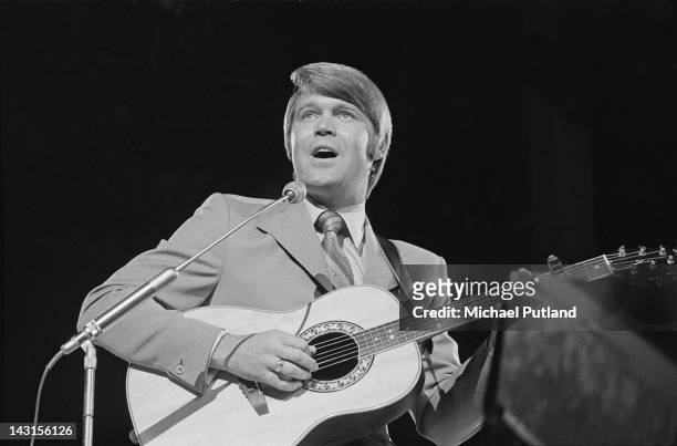 American country singer Glen Campbell performing on the BBC's 'Young Generation' TV show, UK, circa 1970.
