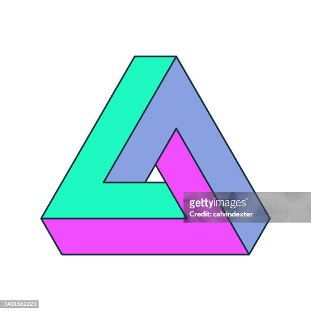 impossible geometry triangle shape optical illusion - optical illusion stock illustrations