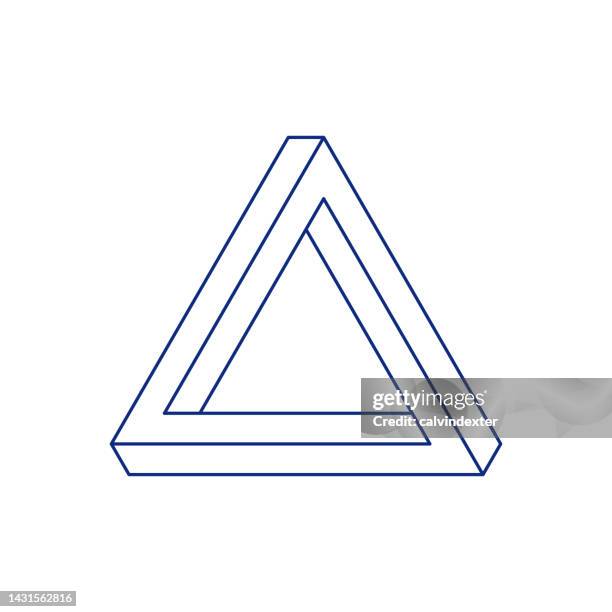 impossible geometry triangle shape optical illusion - impossible triangle stock illustrations
