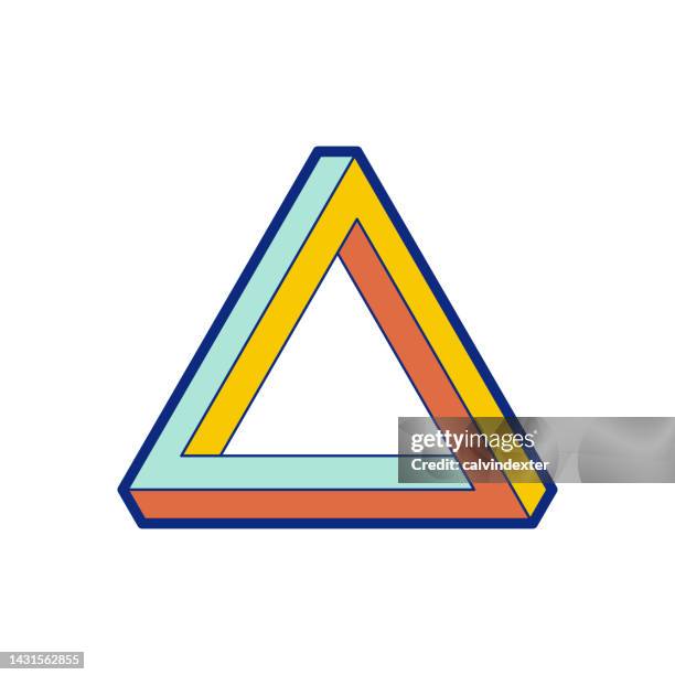 impossible geometry triangle shape optical illusion - impossible triangle stock illustrations