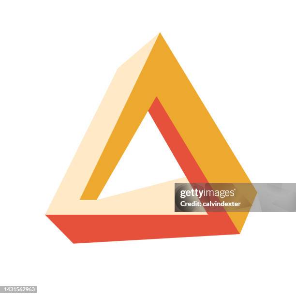 impossible geometry triangle shape optical illusion - impossible triangle stock illustrations
