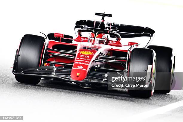 Charles Leclerc of Monaco driving the Ferrari F1-75 on track during final practice ahead of the F1 Grand Prix of Japan at Suzuka International Racing...