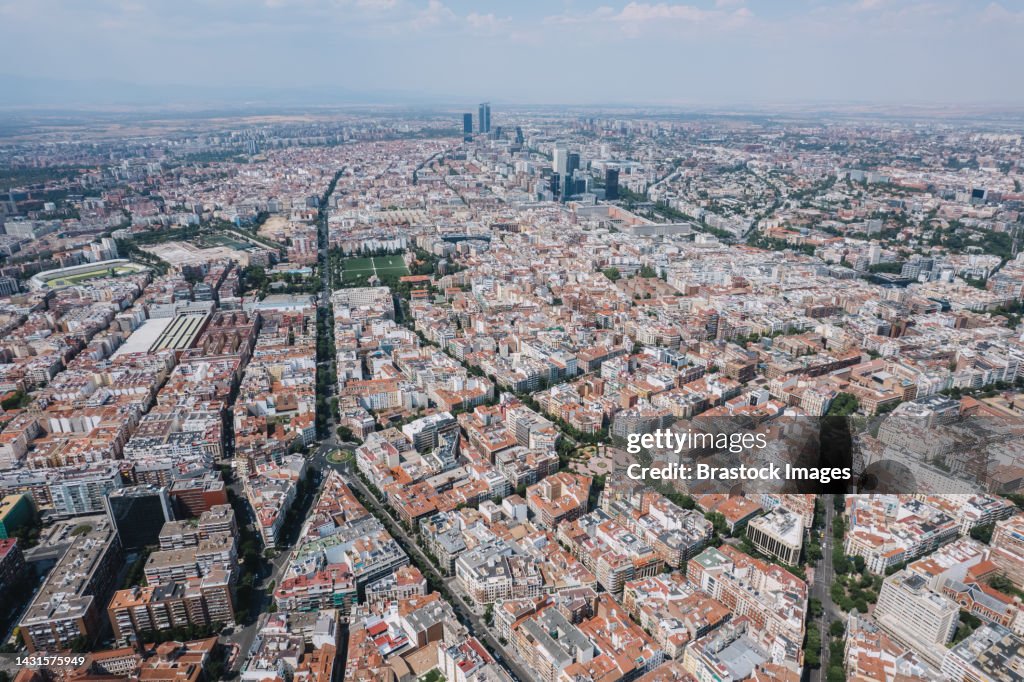 Vista aérea de la ciudad de Madrid, España.