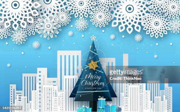abstract paper craft snowflakes christmas background. - cutting stock illustrations stock illustrations