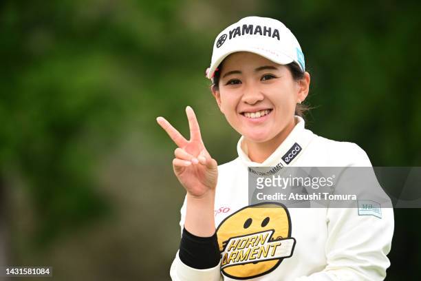 Kana Nagai of Japan poses on the 8th tee during the second round of the Stanley Ladies Honda Golf Tournament at Tomei Country Club on October 8, 2022...