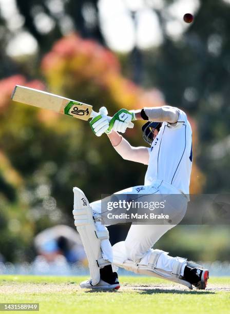 Fergus O'Neill of the Bushrangers bats during the Sheffield Shield match between South Australia and Victoria at Karen Rolton Oval, on October 08 in...