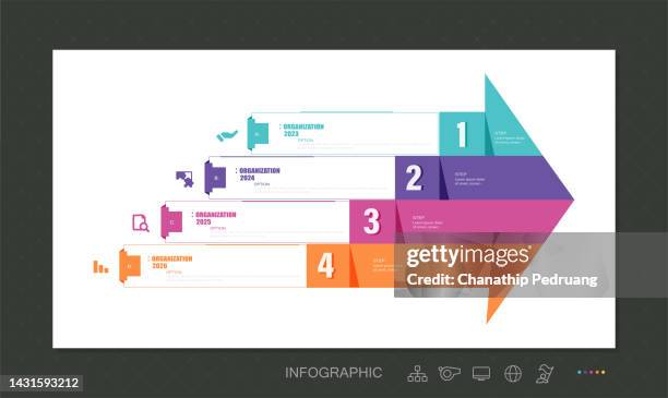 vector infographic arrow design with 4 options or steps. infographics for business concept. can be used for presentations banner, workflow layout, process diagram, flow chart - path infographic stock illustrations