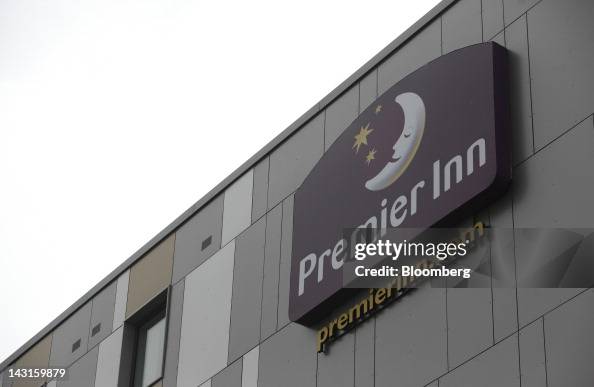 The Premier Inn company logo is seen outside one of the company's ...
