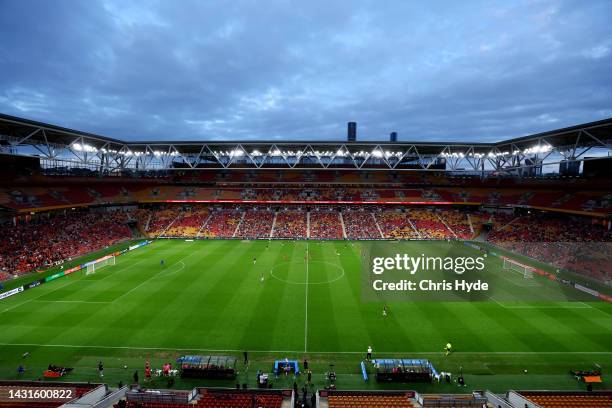 General view during the round one A-League Men's match between Brisbane Roar and Macarthur FC at Suncorp Stadium, on October 08 in Brisbane,...