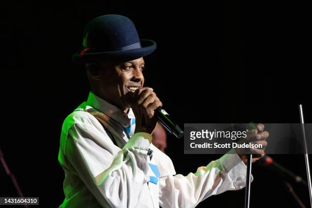 Singer Angelo Moore of the band Fishbone performs onstage during the "Celebrating Bowie Tour" at Saban Theatre on October 07, 2022 in Beverly Hills,...