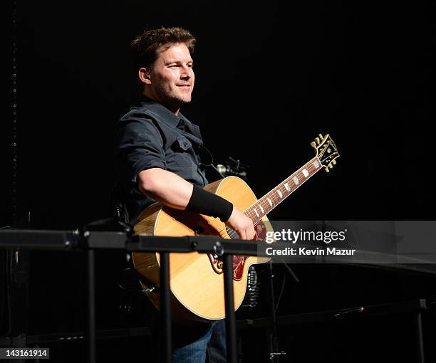 Ryan Peake of Nickelback performs at the Madison Square Garden on April 19, 2012 in New York, New York.