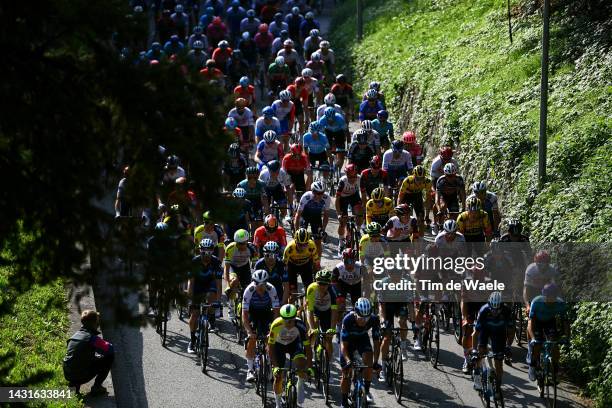 General view of the Peloton compete during the 116th Il Lombardia 2022 a 253km one day race from Bergamo to Como / #iLombardia / on October 08, 2022...
