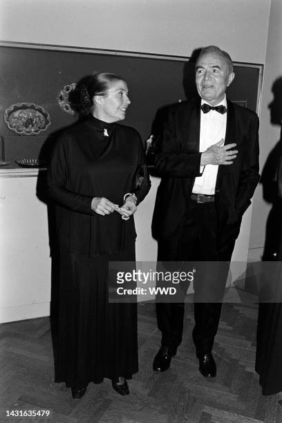Clarissa Kaye and James Mason attend a party at the Corcoran Gallery in Washington, D.C., on January 5, 1981.