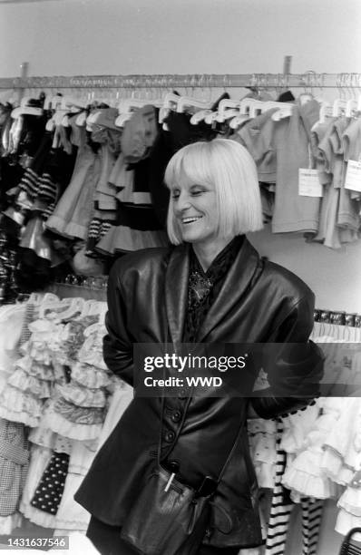 Designer Barbara Hulanicki discusses her new childrenswear line, Mini Rock, during an interview at Betty and Co., which is the national distributor...