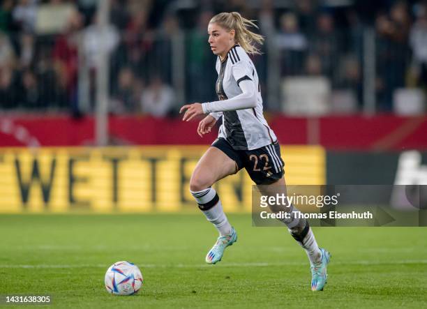 Jule Brand of Germany in action during the international friendly match between Germany Women's and France Women's at Rudolf-Harbig-Stadion on...