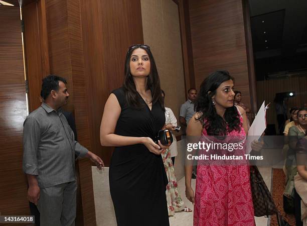 Bollywood Actor Lara Dutta attends the celebration of womanhood at the Young Women Achievers Award 2011-2012 held at The Lalit Hotel on April 11,...