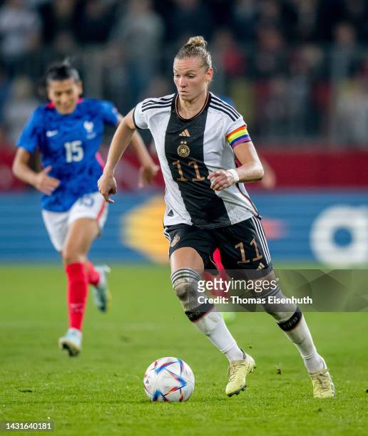 Alexandra Popp of Germany in action during the international friendly match between Germany Women's and France Women's at Rudolf-Harbig-Stadion on...