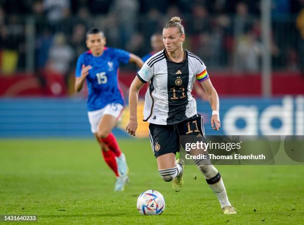 Alexandra Popp of Germany in action during the international friendly match between Germany Women's and France Women's at Rudolf-Harbig-Stadion on...