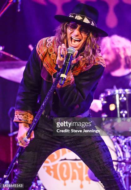 Marc LaBelle of Dirty Honey performs at The Catalyst on October 07, 2022 in Santa Cruz, California.