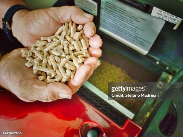 pellets for heating - biomasse stock-fotos und bilder