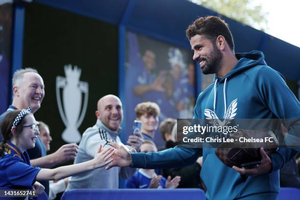 Diego Costa of Wolverhampton Wanderers arrives at the stadium prior to the Premier League match between Chelsea FC and Wolverhampton Wanderers at...