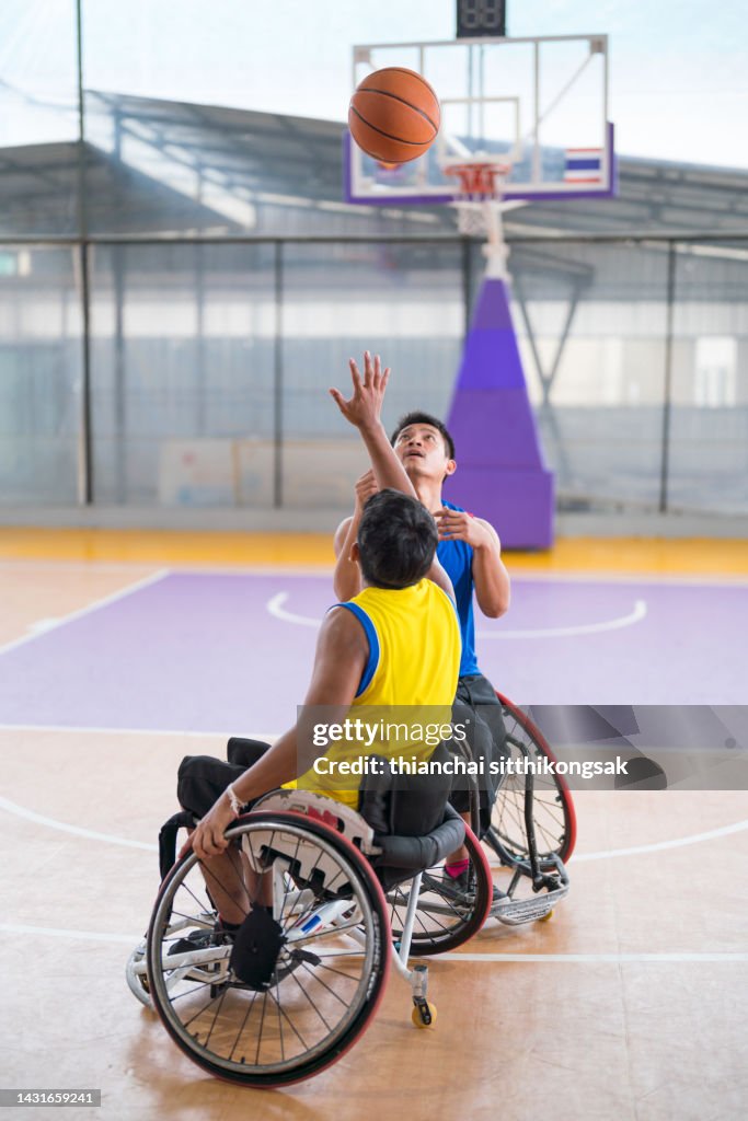 Disabled basketball player on wheelchair.