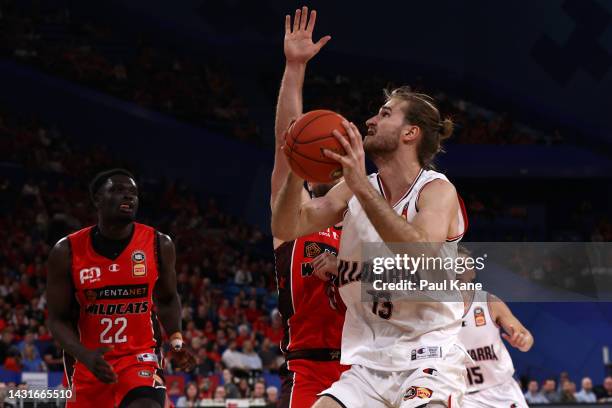 Sam Froling of the Hawks goes to the basket during the round two NBL match between the Perth Wildcats and Illawarra Hawks at RAC Arena, on October 08...