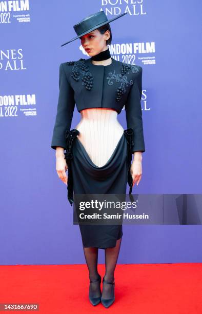 Taylor Russell attends the "Bones & All" premiere during the 66th BFI London Film Festival at The Royal Festival Hall on October 08, 2022 in London,...