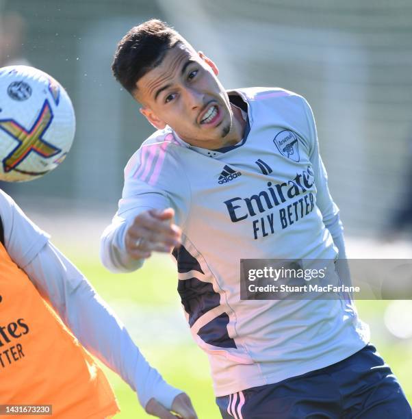 Gabriel Martinelli of Arsenal during a training session at London Colney on October 08, 2022 in St Albans, England.