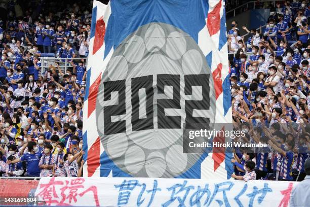 Fans of Yokohama F.Marinos cheer after the J.LEAGUE Meiji Yasuda J1 32nd Sec. Match between Yokohama F･Marinos and Gamba Osaka at Nissan Stadium on...