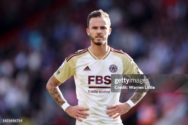 James Maddison of Leicester City looks on during the Premier League match between AFC Bournemouth and Leicester City at Vitality Stadium on October...