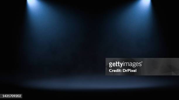 blue spotlights and stage - awards night stock-fotos und bilder