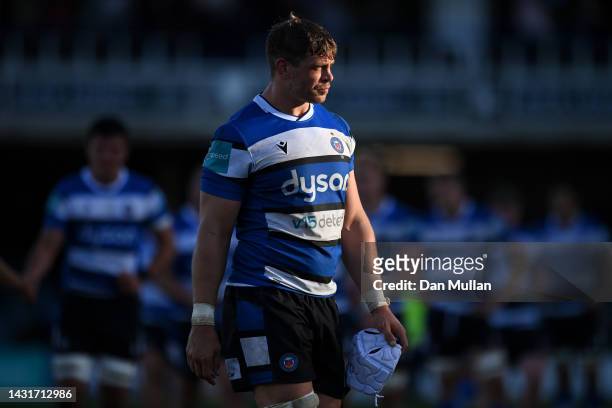 Dave Attwood of Bath makes his way off the field dejected following the Gallagher Premiership Rugby match between Bath Rugby and Gloucester Rugby at...