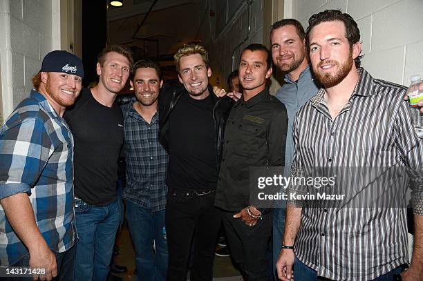 Justin Turner of New York Mets, Jason Bay of New York Mets, Mike Nickeas of New York Mets, Chad Kroeger of Nickelback, Gavin Rossdale of Bush, Mike...