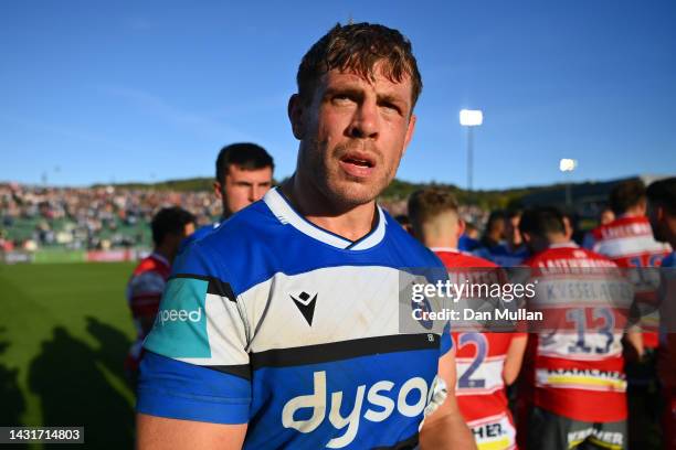 Dave Attwood of Bath leaves the field following the Gallagher Premiership Rugby match between Bath Rugby and Gloucester Rugby at Recreation Ground on...