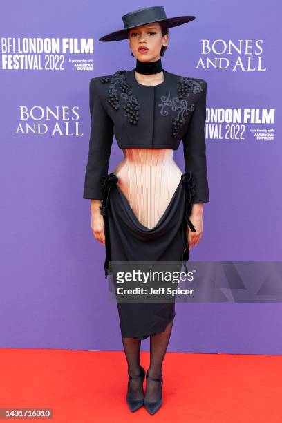 Taylor Russell attends the "Bones & All" premiere during the 66th BFI London Film Festival at The Royal Festival Hall on October 08, 2022 in London,...