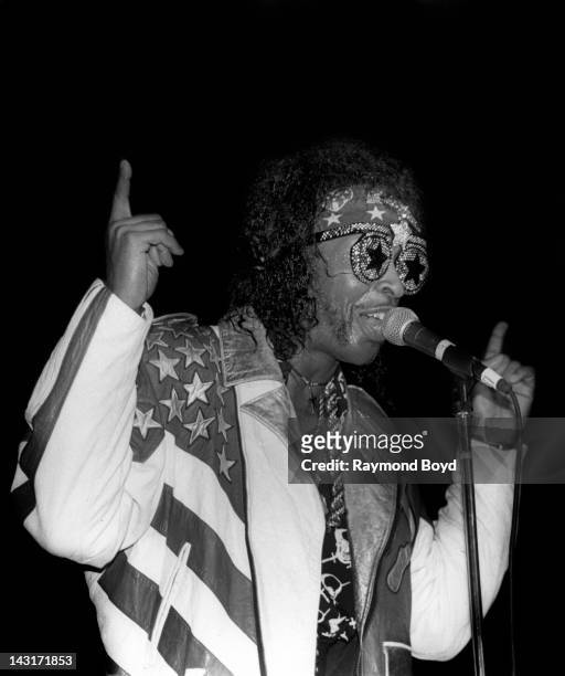 Singer Bootsy Collins performs at the Regal Theater in Chicago, Illinois in OCTOBER 1992.
