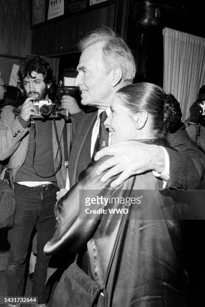 James Mason and Clarissa Kaye attend an event, celebrating achievements in films released during 1981, at Sardi's in New York City on January 31,...