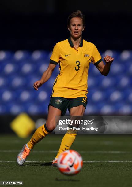 Aivi Luik of Australia during the International Friendly match between CommBank Matildas and South Africa Women at Kingsmeadow on October 08, 2022 in...