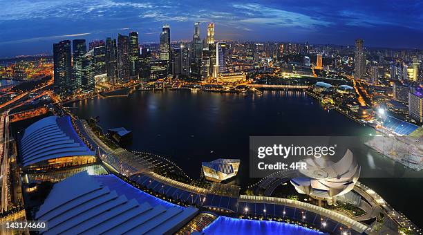 panorama de la ciudad de singapur marina bahía (xxxl - marina bay sands fotografías e imágenes de stock