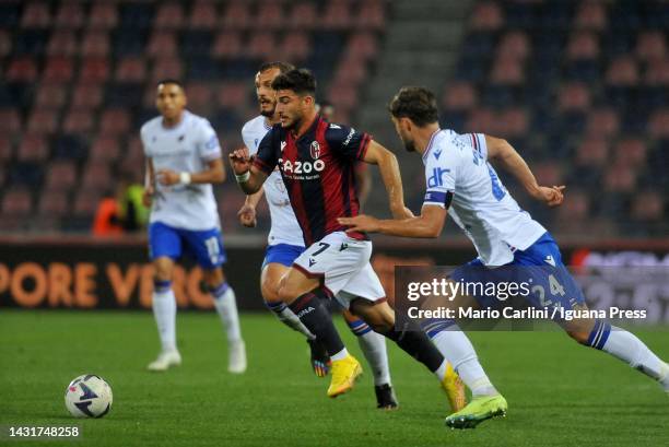 Riccardo Orsolini of bologna FC in action during the Serie A match between Bologna FC and UC Sampdoria at Stadio Renato Dall'Ara on October 08, 2022...