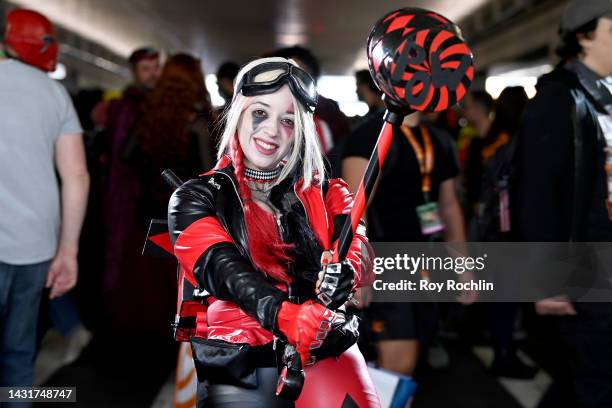 Harley Quinn cosplayer poses during New York Comic Con 2022 on October 08, 2022 in New York City.
