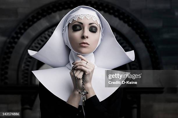 beautiful woman - nun outfit stock pictures, royalty-free photos & images