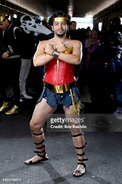 Wonder Woman cosplayer poses during New York Comic Con 2022 on October 08, 2022 in New York City.