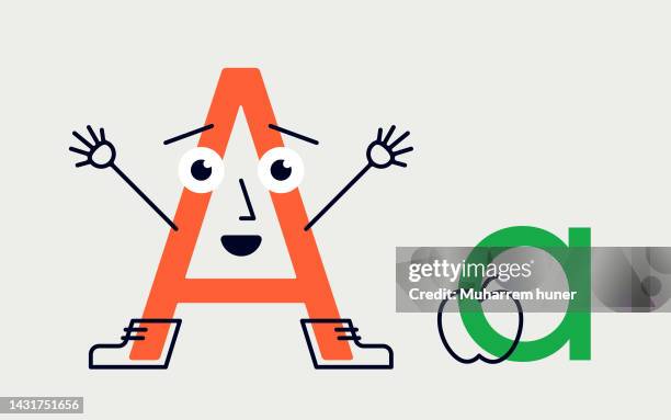 illustrations, cliparts, dessins animés et icônes de illustration amusante de la lettre a pour l’enseignement de l’alphabet. - lettre majuscule