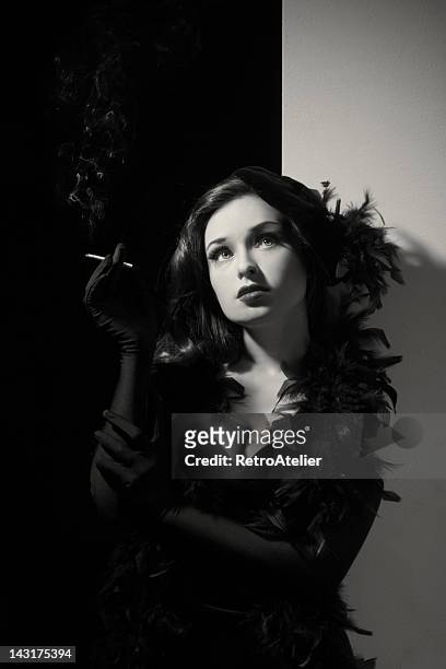 old hollywood.fashion diva - woman smoking stock pictures, royalty-free photos & images