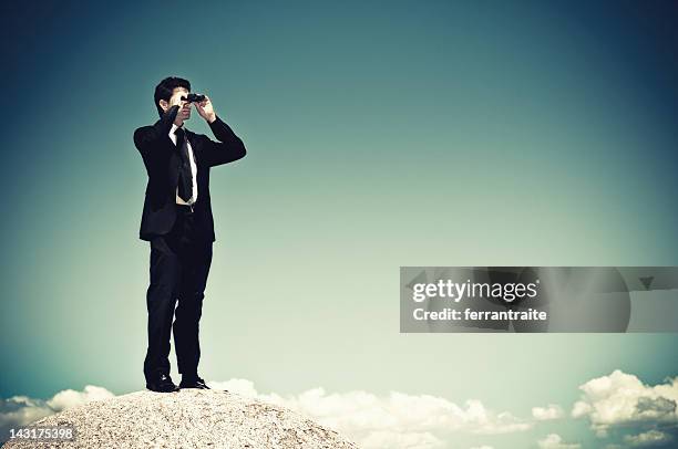 business forecast - spy glass businessman stock pictures, royalty-free photos & images